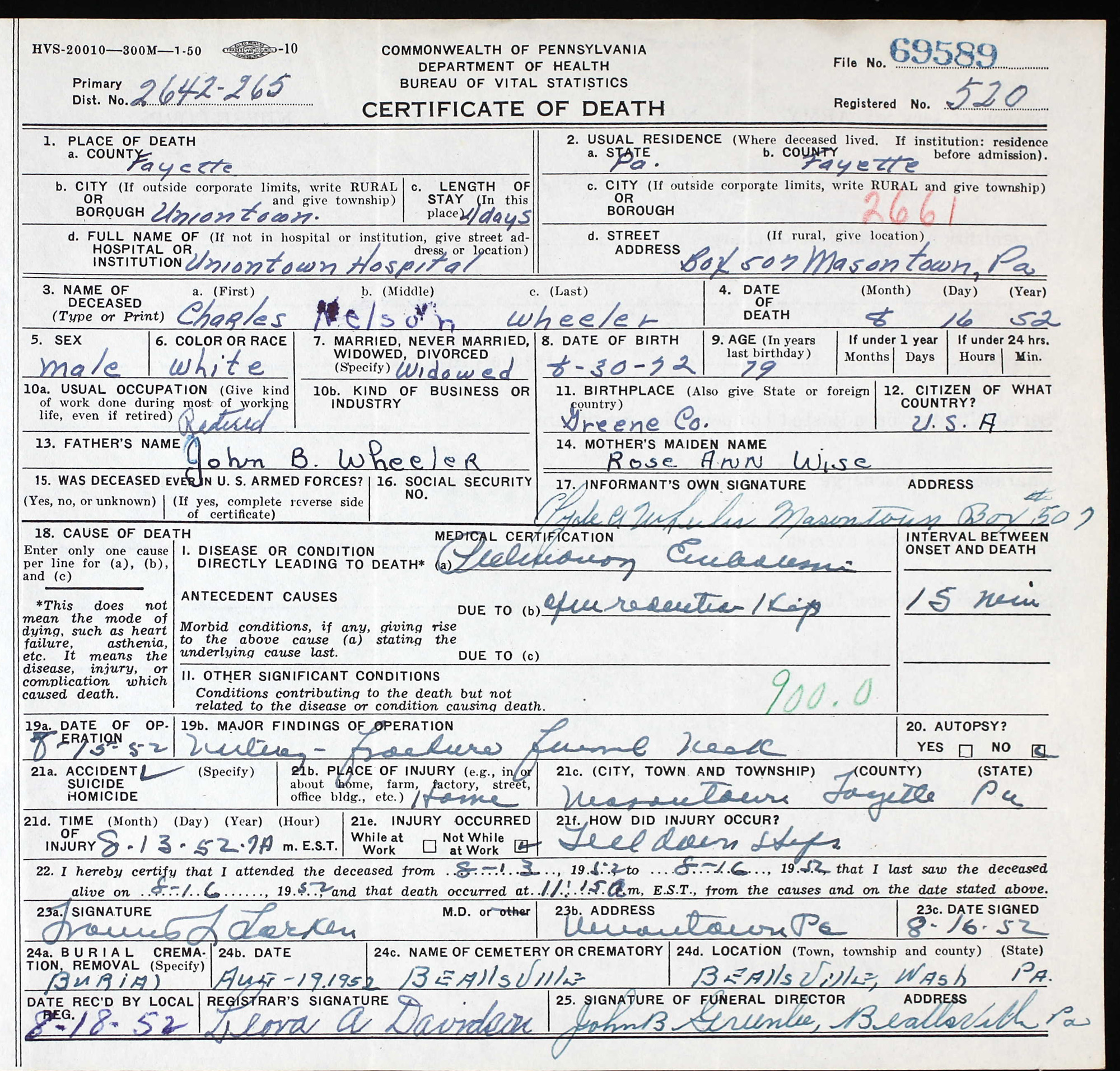 death certificate